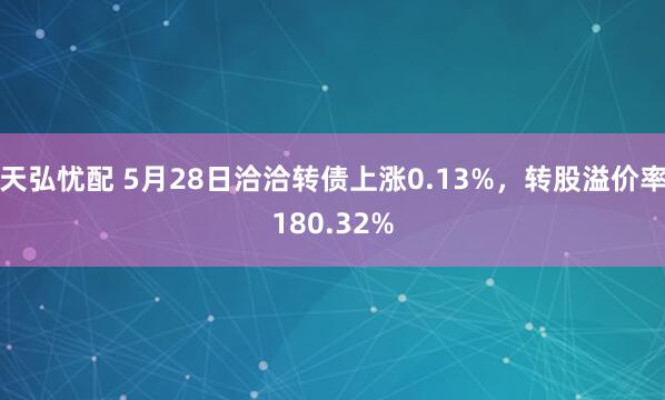 天弘忧配 5月28日洽洽转债上涨0.13%，转股溢价率180.32%
