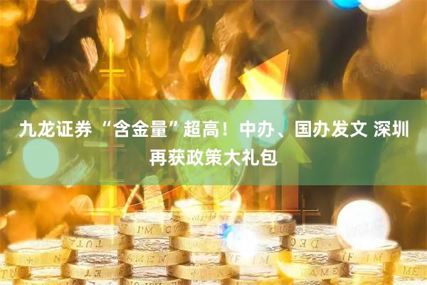 九龙证券 “含金量”超高！中办、国办发文 深圳再获政策大礼包